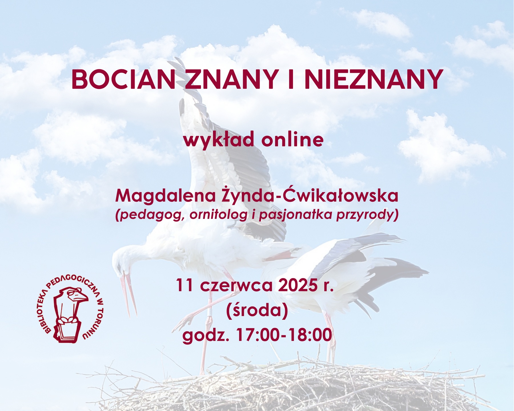 Plakat promujący wydarzenie organizowane przez Bibliotekę Pedagogiczną w Toruniu. Głównym elementem graficznym jest rysunek czapki absolwenckiej.