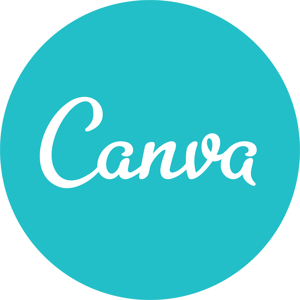 Logo Canvy. Jasnoniebieskie kółko z napisem Canva.