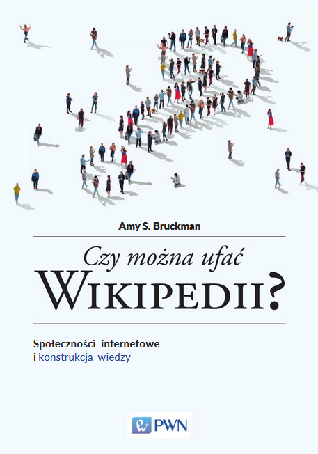 Okładka książki z&nbsp;Ibuk Libra, znak zapytania ułożony ze spacerujących ludzi na niebieskim tle udołu tytuł siążki i&nbsp;autor.