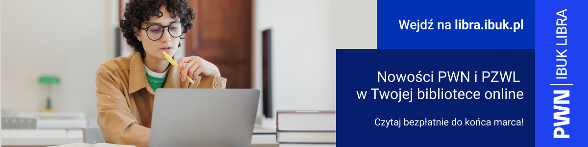 Baner graficzny informujący o&nbsp;nowościach z&nbsp;Ibuk Libry.