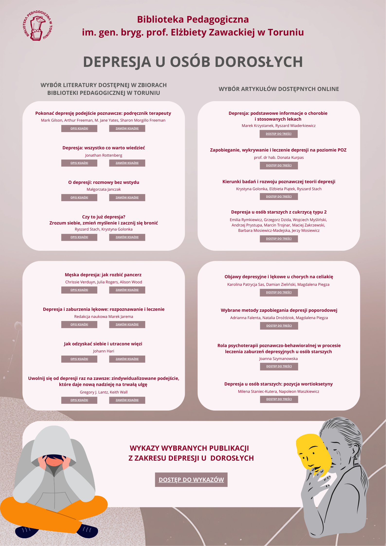 Plakat interaktywny z&nbsp;wyborem literatury na temat Depresji u&nbsp;osób dorosłych