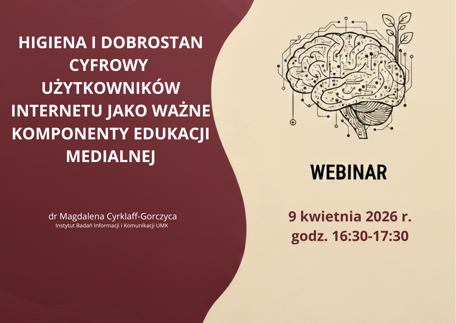 Plakat promujący wykład online w&nbsp;Bibliotece Pedagogicznej w&nbsp;Toruniu