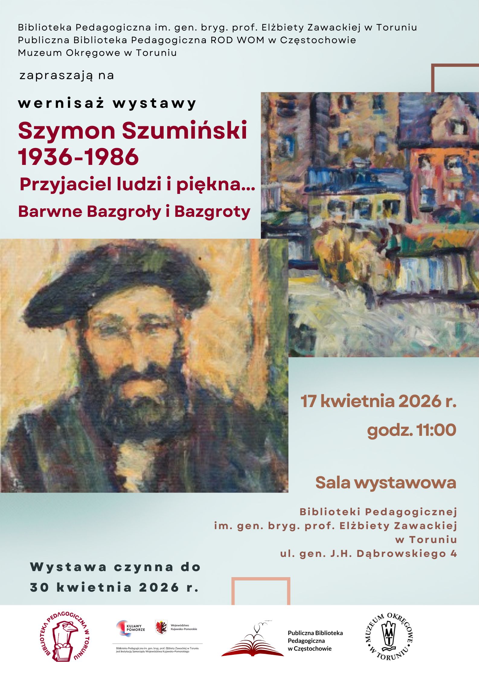 Plakat informujący o&nbsp;wystawie w&nbsp;Bibliotece Pedagogicznej w&nbsp;Toruniu.