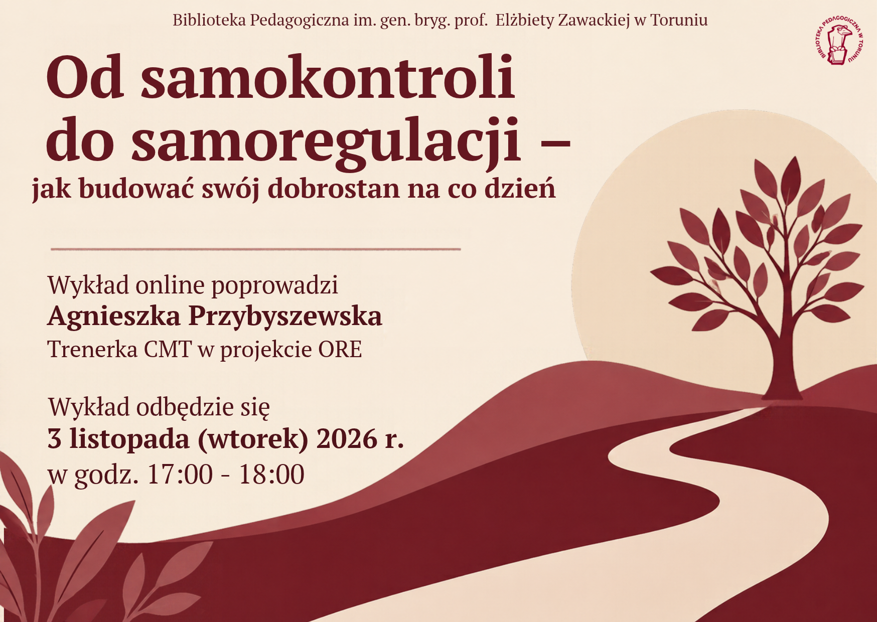 Plakat promujący wykład online